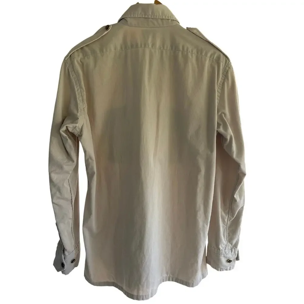 Vintage Saks Fifth Avenue Ireland Corduroy Safari Shirt Jacket Women's Beige